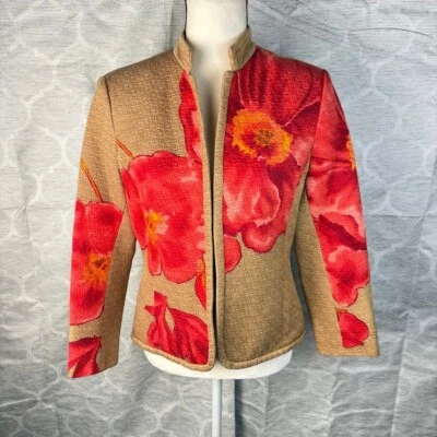 Chaqueta Brocado Floral Exclusiva De Colección Neiman Marcus - Talla S Foto 1 de 4