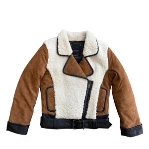 Giacca Maison Scotch Aiden cappotto aviatore scamosciato e shearling taglia XS scotch & soda - Foto 1 di 12