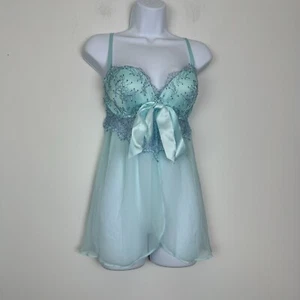 Victoria's Secret Flyaway Babydoll rete a rete PUSH-UP pizzo ciglia taglia 34D - Foto 1 di 5