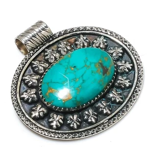 Arizona Turquoise Gemstone Handmade 925 Solid Sterling Silver Jewelry Pendant - Picture 1 of 6