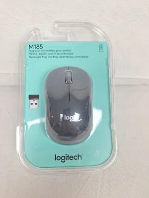 Logitech M185 Wireless Mouse for  PC, Mac, Laptop, 2.4GHz with USB Dongle, Gray - Image 1 of 4