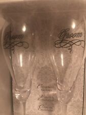 Lillian And Rose 2 Grooms Champagne Glasses Gay Male Wedding Toast 8.5” G705