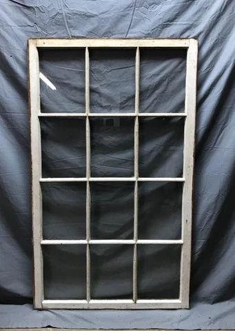 Large Antique 12 Lite 31x52 Shabby White VTG Storm Wood Window Sash Old 1709-22B Cover