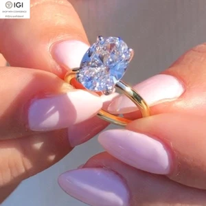 2.75Ct IGI E VS1 OVAL CUT LAB GROWN DIAMOND ENGAGEMENT RING IN 14K TWO-TONE GOLD - Picture 1 of 13