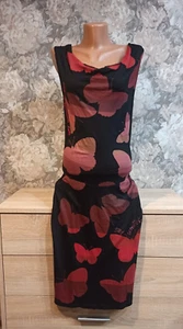 Desigual women's dress size L black red color butterfly - Picture 1 of 11