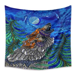 Tapestry “Trippy Wolf” Wall Hanging Decor 60” x 51” - Art Depot - Picture 1 of 3