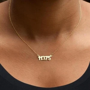 Yellow Gold Sterling Silver Zip Code Number Necklace Any Available Gift - Picture 1 of 7