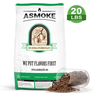 ASMOKE BBQ Smoking Apple Wood Pellets-WT 9 KGS/20 LBS - Picture 1 of 8
