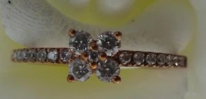 Real 9ct red/pink gold 4 stone ring .30cts Size M round brilliant cut diamonds - Picture 1 of 1