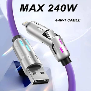 4-IN-1 240W USB Type C To USB C Cable PD Fast Charger Wire For iPhone 16 Pro Max - Picture 1 of 6