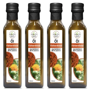 4x100 ml Distelöl Färberdistelöl Health Seed® Ungefiltert Kaltgepresst - Bild 1 von 3