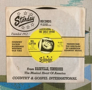 Bill Clifton 45 Railroading on the Great Divide 1960 Bluegrass Starday M- - Picture 1 of 2