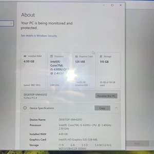 Microsoft Surface Pro 4 M3-6Y30 128GB SSD Windows 11 12.3" Tablet Keyboard Touch - Picture 1 of 7