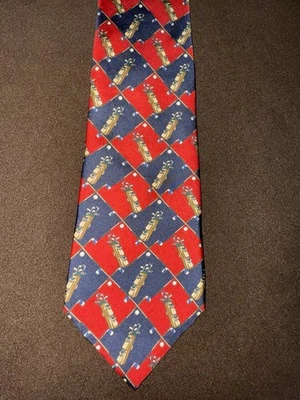 Corbata Tommy Hilfiger Para Hombres 100% Seda Temática GOLF Roja/Azul Ancha Foto 1 de 4