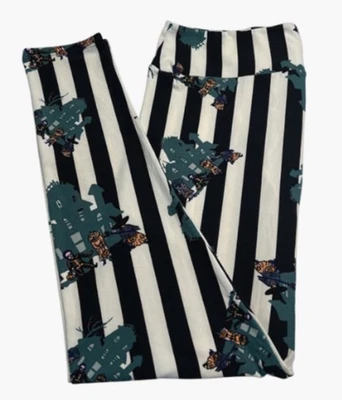 LuLaRoe Leggings TC2 Tall Curvy 2 Rare HALLOWEEN Fun HAUNTED HOUSE Spooky Stripe - Image 1 of 4