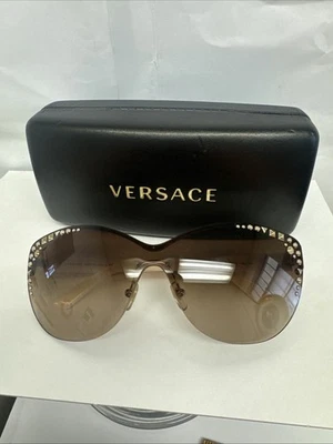 VERSACE Ladies STUDDED SHIELD Sunglasses W/Case - Image 1 of 4