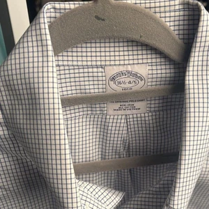 Brooks Brothers Men's 16.5-4/5 White and Blue Regent Check Shirt - Picture 1 of 9