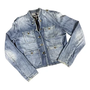 Ralph Lauren Polo Jeans Co Denim Jacket Womens Medium Filippa Hamilton Crop Blue - Picture 1 of 12