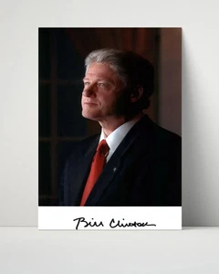 Geschichte Autogramm Druck ungerahmt - Bill Clinton reflektierendes Portrait - Bild 1 von 3