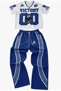 Camisas de jersey y pantalones laterales a rayas laterales de malla con estampado de números de 2 piezas para hombre - Imagen 1 de 4
