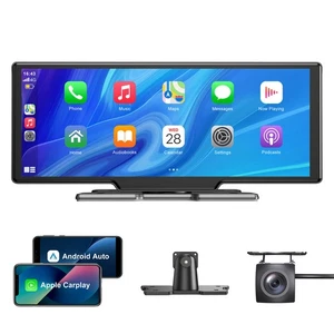 10.26" 4K Large Screen Portable Carplay Android Auto Dash Cam Car Stereo Sat Nav - Picture 1 of 12