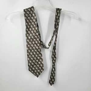 Stafford Executive Men's Necktie 100% Silk Made In USA Abstract Brown Green - Picture 1 of 3