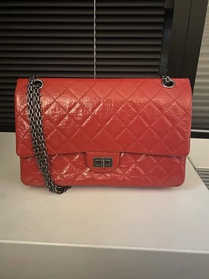 CHANEL 2.55 Quilted Patent Leather Red Shoulder Bag - Image 1 of 4