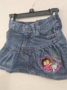 Vintage Y2K 2007 Dora The Explorer Embroidered Denim Skirt Youth Size 5 - Picture 1 of 12