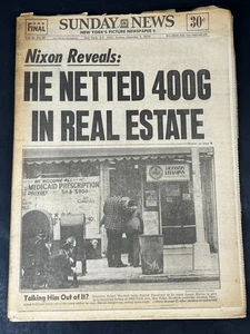 New York Sunday News Periódico 9 de diciembre 1973 Nixon Bienes Raíces Brooklyn Heist - Imagen 1 de 24