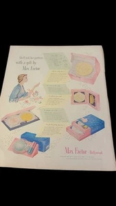 Max Factor Hollywood 1953 Vintage Print Ad Creme Puff Compact Makeup AD - Bild 1 von 1