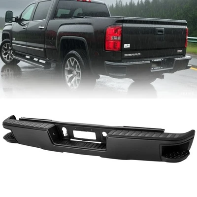 Black Rear Step Bumper Assembly For Chevy Silverado 1500 GMC Sierra 2014-2018 - Image 1 of 4