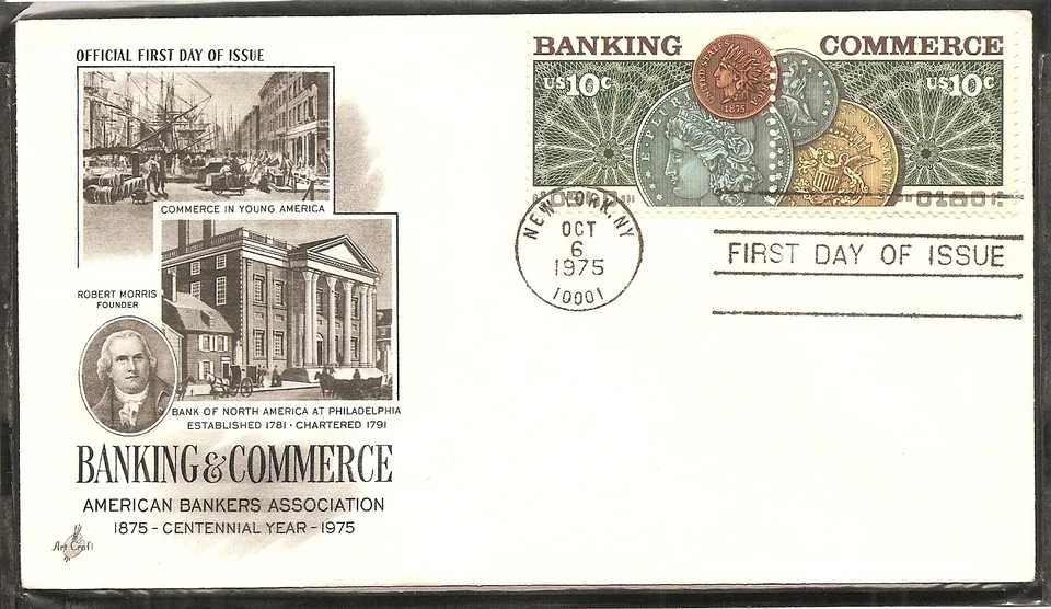 US SC # 1577a Banking-Commerce FDC. Artcraft Cachet.  - Image 1 of 1