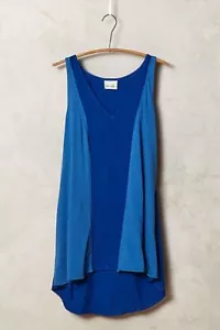 Anthropologie PORRIDGE S M Tank THIERY Top Colorblock Blue Tunic Knit USA NWT - Picture 1 of 5