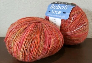 2 Balls Berroco Boboli Lace Yarn Wool Blend 3.5 Oz 350yds Color 4392 Red Orange - Picture 1 of 6
