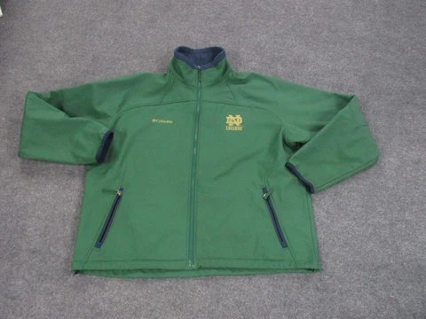 Notre Dame Jacket Adult XL Green Mock Neck Full Zip Football Softshell Mens Cover