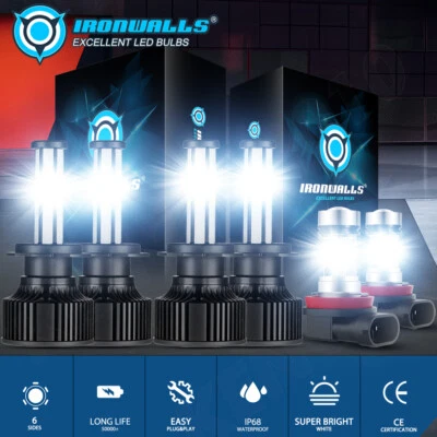 6Side LED Headlight 6000K Hi/Lo Beam Fog Bulb For BMW 328i 325xi 330xi 2002-2006 - Image 1 of 4