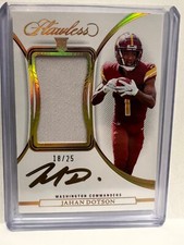 JAHAN DOTSON 2022 Panini Flawless RC TRUE RPA Rookie Patch ON CARD Auto # /25