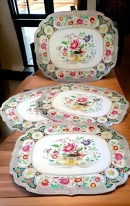 Place Mats Chinese Rose Pattern Vintage Sturdy Board Type Set of 4 - Picture 1 of 7