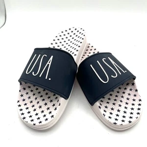 Sandali patriottici Rae Dunn USA slides stampa stella scarpe slip on donna taglia 8 - Foto 1 di 7
