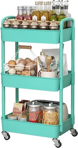 3-Tier Kitchen Cart Rolling Utility Storage Island Stand Plastic Cabinet Rack - Picture 1 of 8