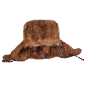 De Colección Sombrero Trampero de Piel Real Marrón/Bronceado Cálido Felpa Invierno Estilo Ruso Orejeras - Imagen 1 de 12
