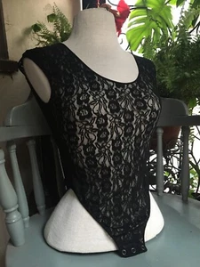 Kleines schwarzes SEXY Top durchsichtig Netz Body Bachata Tanz Bühne Performer Flitterwochen - Bild 1 von 24