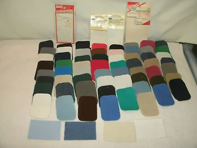 Vintage Iron On Repair Patches-Lot of 65 Pcs-Asst Colors/Fabrics--2 x 3" - Image 1 of 2