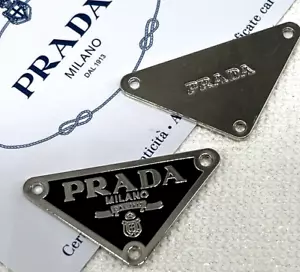 Lot of 2 Milano Logo Triang Patch Metal Emblem Triangle Plate Pendant Zipperpull - Picture 1 of 5