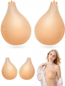 Adhesive Strapless Bra 2 Pairs Invisible Push Up Sticky Bra Backless -Size C/D - Picture 1 of 7