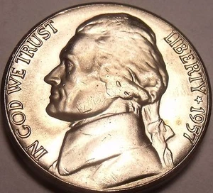 United States Unc 1957-D Jefferson Nickel~Excellent~Free Shipping - Picture 1 of 2