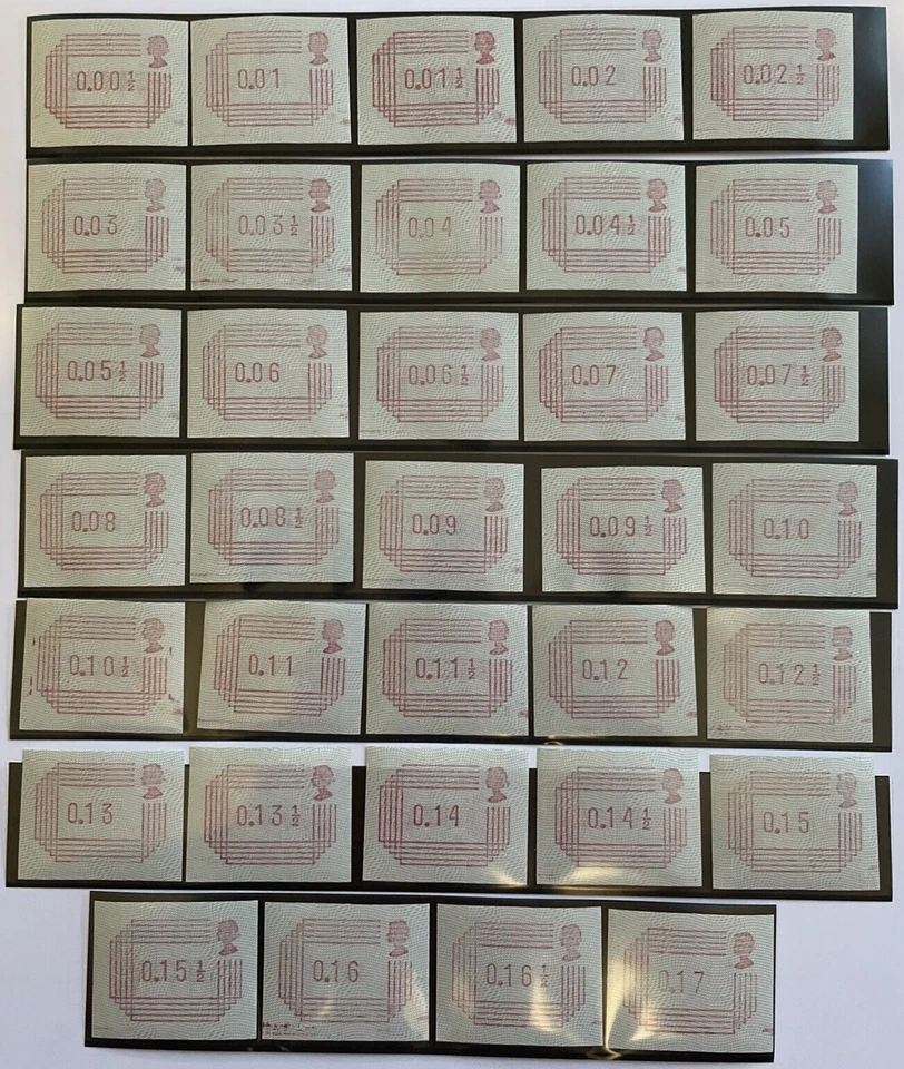 GB QE II, 1984, etiquetas de franqueo de marco - Juego de 33, 1/2 - 17, como nuevas, montadas sin montar o nunca montadas Foto 1 de 3