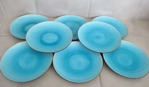 8 Home Target ZAZEN Turquoise 8" Salad Plates Crackled Chocolate Out Set of 8 - Picture 1 of 4