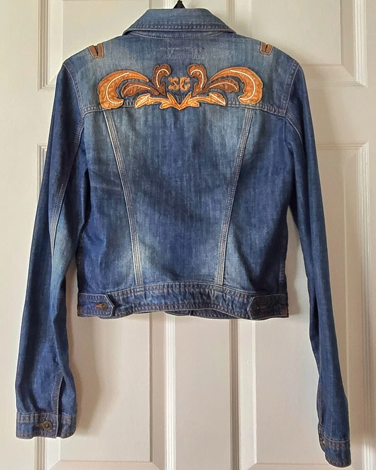 100% Authentic Vintage Unique Just Cavalli Denim Jacket with Suede details,  S - Image 1 of 4