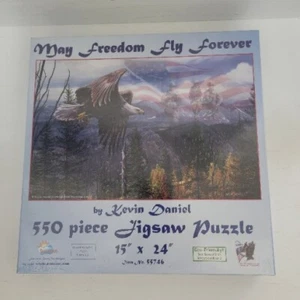 New Patriotic Jigsaw Puzzle May Freedom Fly Forever Bald Eagle 550 Pieces  - Picture 1 of 20